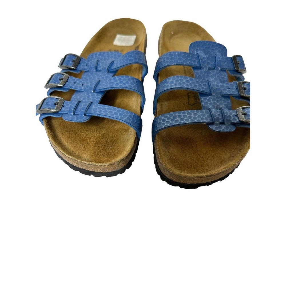 Birkenstock Blue Triple Strap Sandals with Textured Finish - Picture 6 of 8